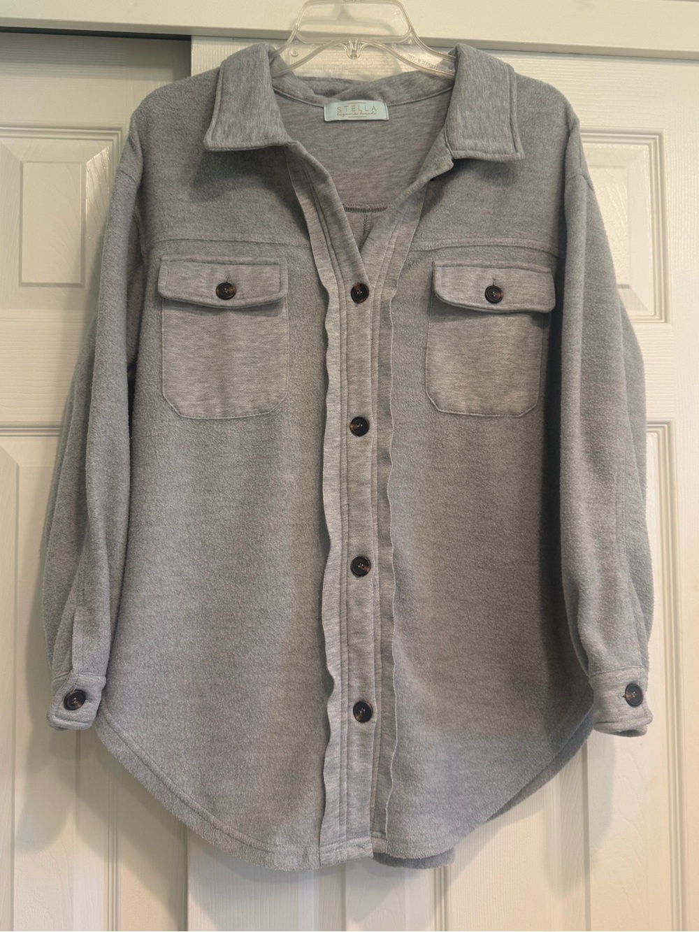 Stella Laguna Beach Grey Button Up Shacket - Picture 2 of 3